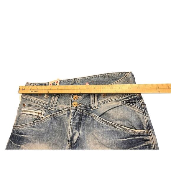 H&M Y2K button fly zipper back pockets distressed hippie woman’s 8 (29) patch - Picture 7 of 10